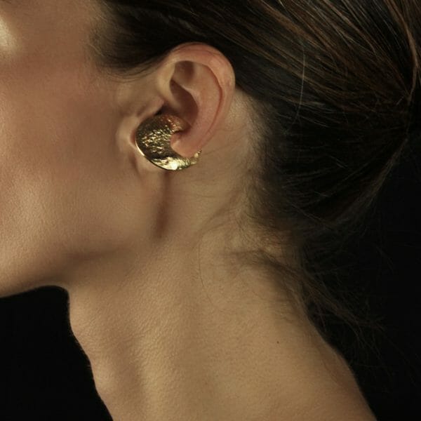 gold plated skin-textured clip earring